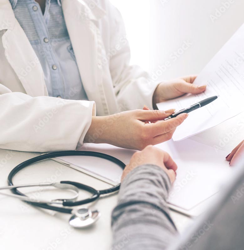 Blood test review with doctor