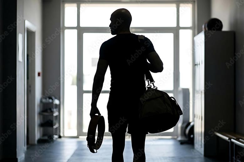 Man walking to sports training