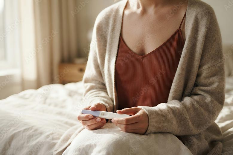 Woman taking pregnancy test